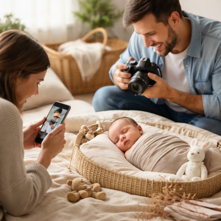 30 idées DIY de photos de nouveau-né — Maternité & Maison, faciles et sûres